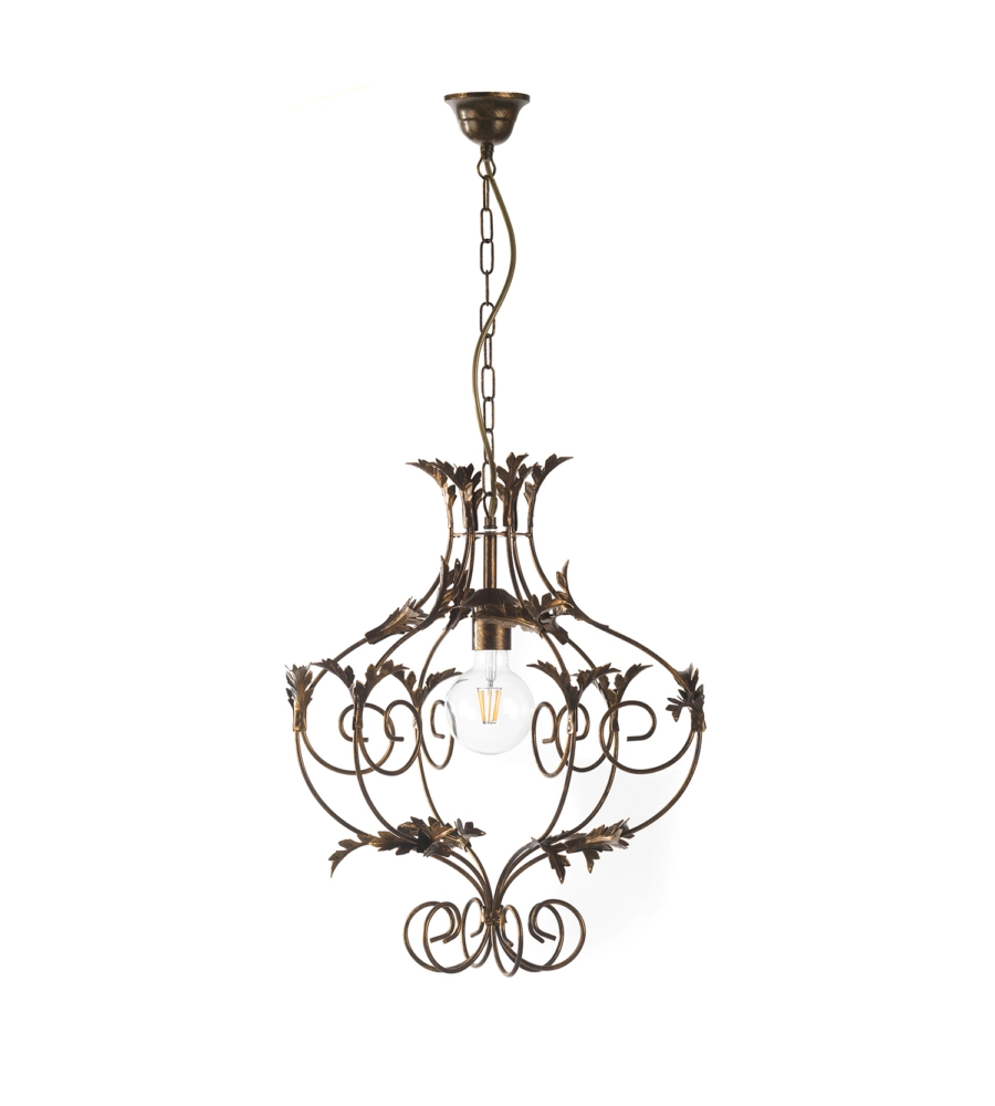 LAMPADARIO "CONTESSA" IN METALLO COLOR BRONZO, E27